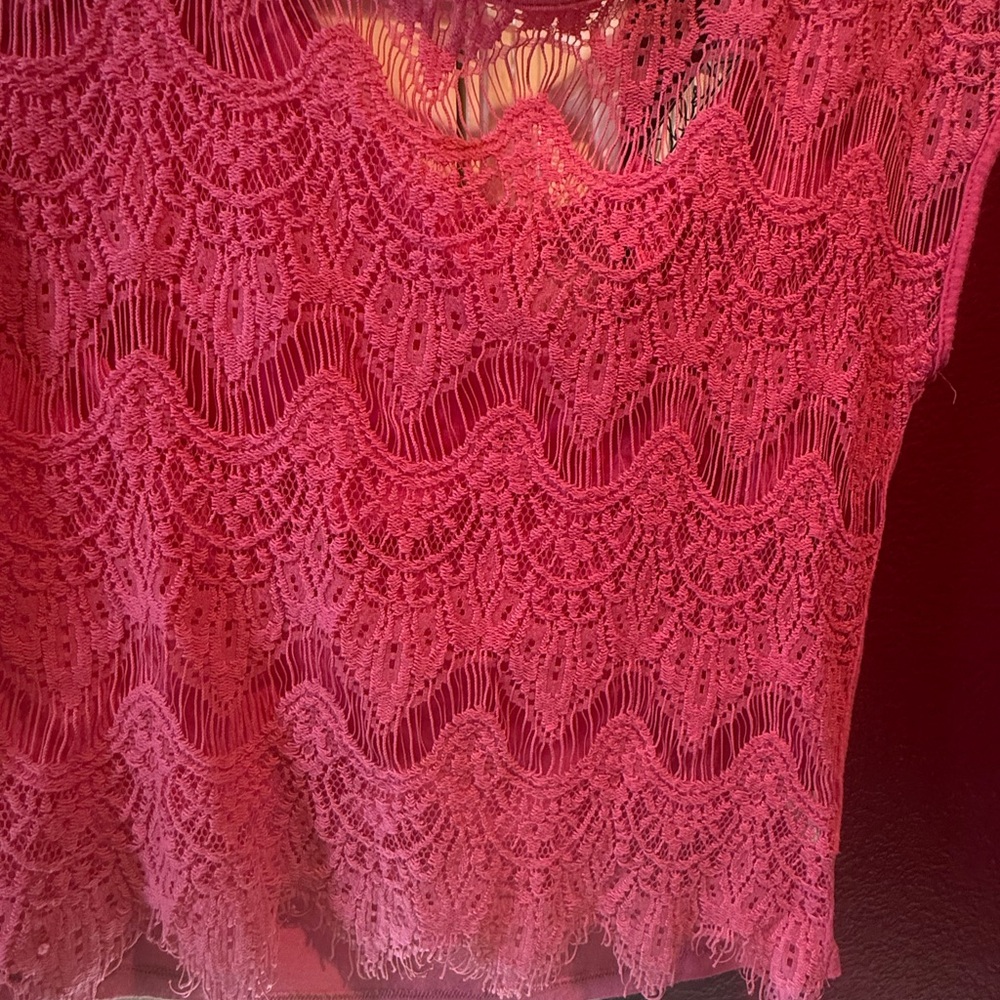 Chloe K Bright Pink Lace Blouse